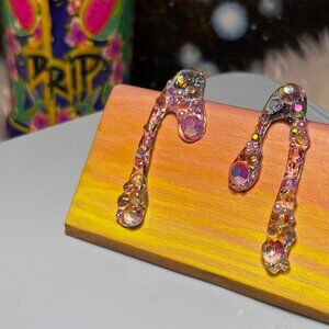 Iridescent Crystal Drip Earrings by Drip Creations